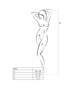 PASSION - DONNA BS031 BODYSTOCKING BIANCO TAGLIA UNICA