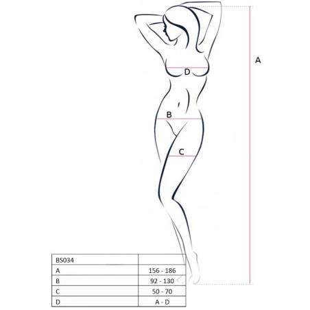 PASSION - WOMAN BS034 BODYSTOCKING BIANCO TAGLIA UNICA