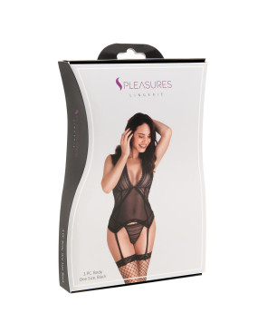 Set di Lingerie S Pleasures Nero (Taglia unica)