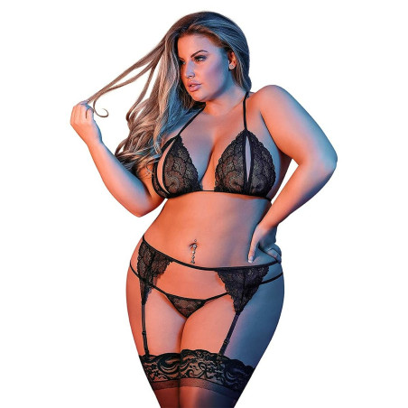 Set di Lingerie Exposed Nero (L/XL)