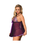 SUBBLIME - BABYDOLL CON FIOCCO E DETTAGLI LUCIDI VIOLA L / XL