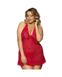 SUBBLIME - QUEEN PLUS BABYDOLL ROSSO MOTIVI FLOREALI NEL SENO