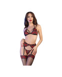 Set di Lingerie Chilirose Nero Rosso L/XL 4 Pezzi