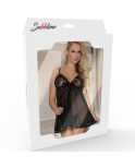 SUBBLIME - BABYDOLL NERO BEIGE LACCI FLOREALI L / XL