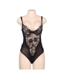 SUBBLIME - QUEEN PLUS PIZZO FLOREALE E TEDDY NERO CON FRANGE