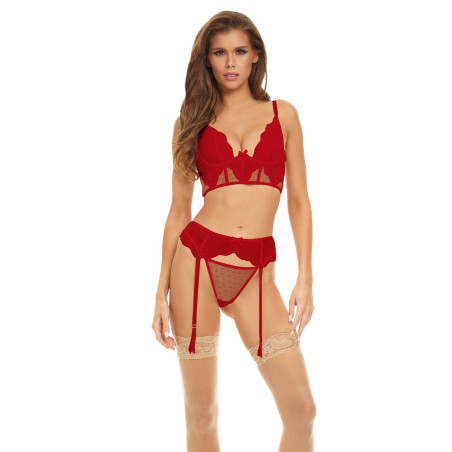 Set di Lingerie Bombshell Boudoir Rosso (S)