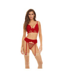 Set di Lingerie Bombshell Boudoir Rosso (S)