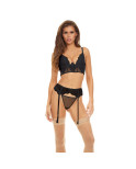 Set di Lingerie Bombshell Boudoir Nero (L)