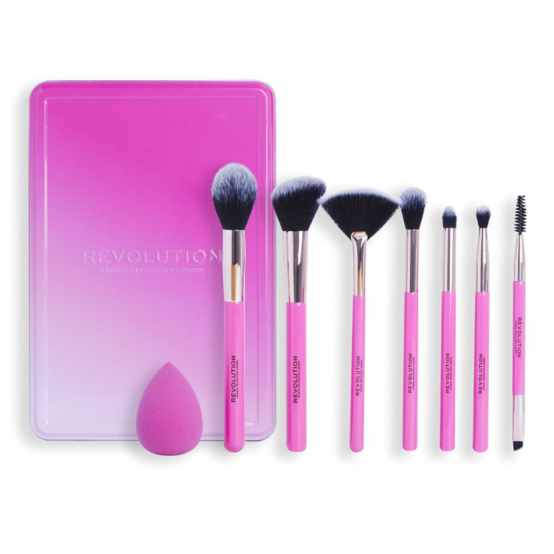 Set di Pennelli per il Trucco Revolution Make Up The Brush Edit Rosa 8 Pezzi