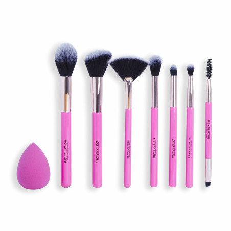 Set di Pennelli per il Trucco Revolution Make Up The Brush Edit Rosa 8 Pezzi