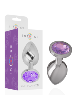 INTENSE - PLUG ANALE IN METALLO ALLUMINIO CON CRISTALLO VIOLA MISURA S