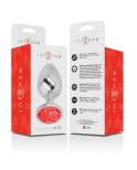 INTENSE - PLUG ANALE IN METALLO ALLUMINIO CON CRISTALLO ROSSO MISURA L