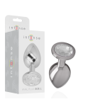 INTENSE - PLUG ANALE IN METALLO ALLUMINIO CON CRISTALLO ARGENTO MISURA L