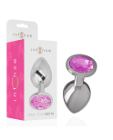 INTENSE - PLUG ANALE IN METALLO ALLUMINIO CON CRISTALLO ROSA TAGLIA M