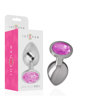 INTENSE - PLUG ANALE IN METALLO ALLUMINIO CON CRISTALLO ROSA MISURA L