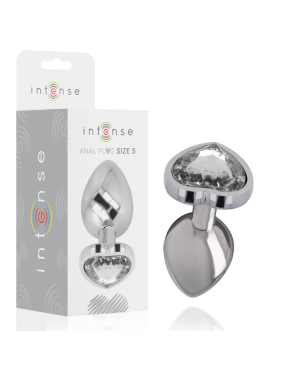 INTENSE - PLUG ANALE IN METALLO ALLUMINIO CON CUORE BIANCO TAGLIA S