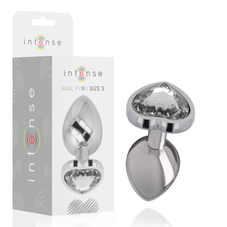 INTENSE - PLUG ANALE IN METALLO ALLUMINIO CON CUORE BIANCO TAGLIA S