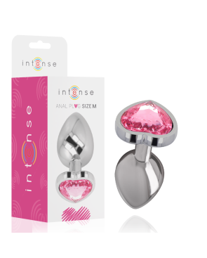 INTENSE - PLUG ANALE IN METALLO ALLUMINIO CUORE ROSA TAGLIA M