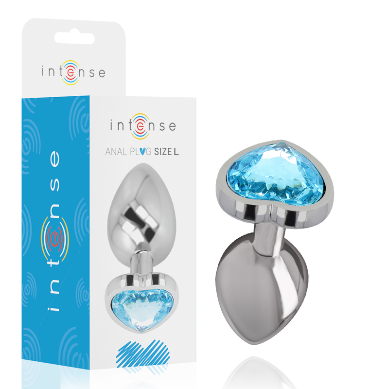 INTENSE - PLUG ANALE IN METALLO ALLUMINIO CUORE BLU TAGLIA L