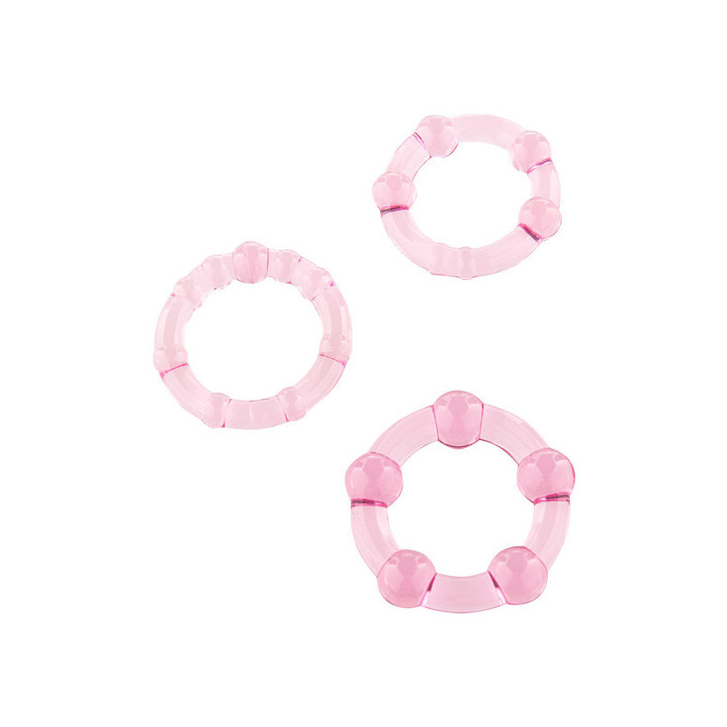 SEVEN CREATIONS - SET DI TRE ANELLI PER PENE ROSA