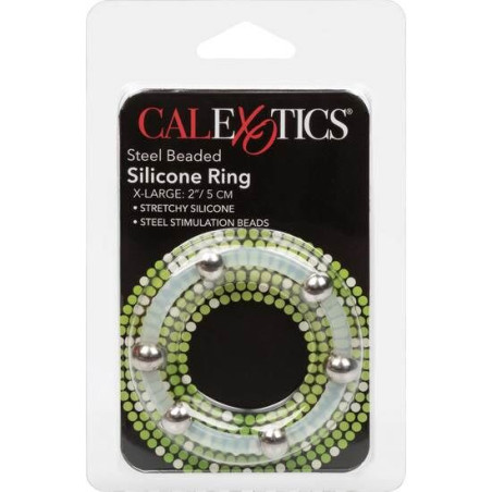 CALIFORNIA EXOTICS - ANELLO IN SILICONE CON PERLINE IN ACCIAIO XL