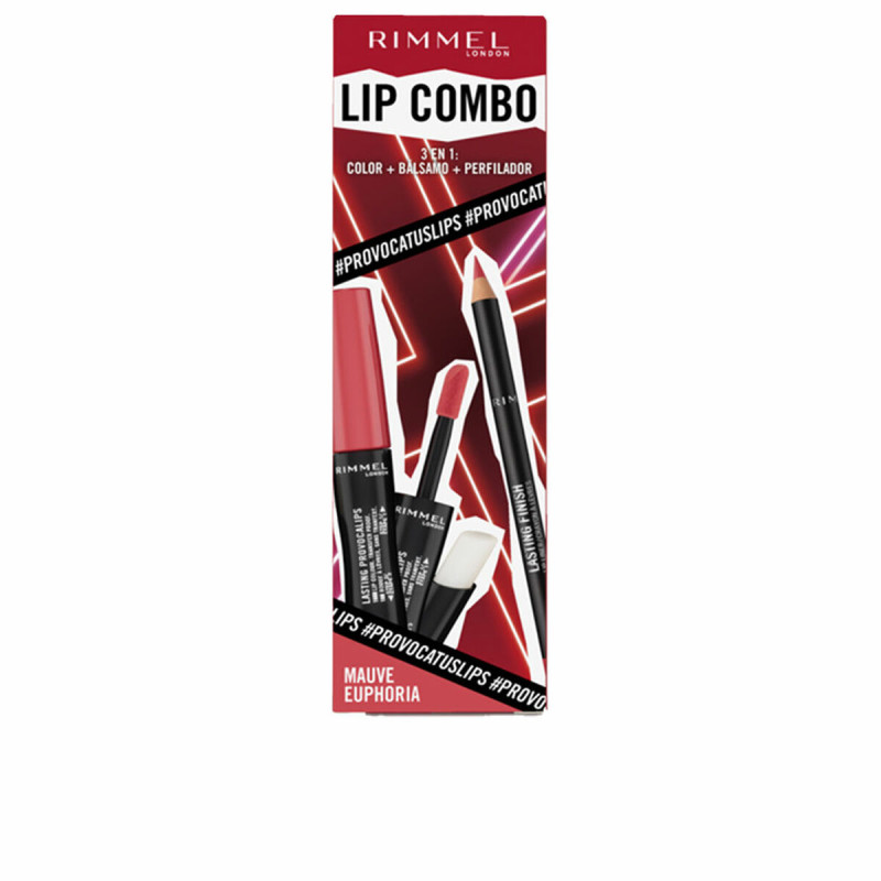 Set da Trucco Rimmel London Lip Combo 3 Pezzi Mauve Euphoria