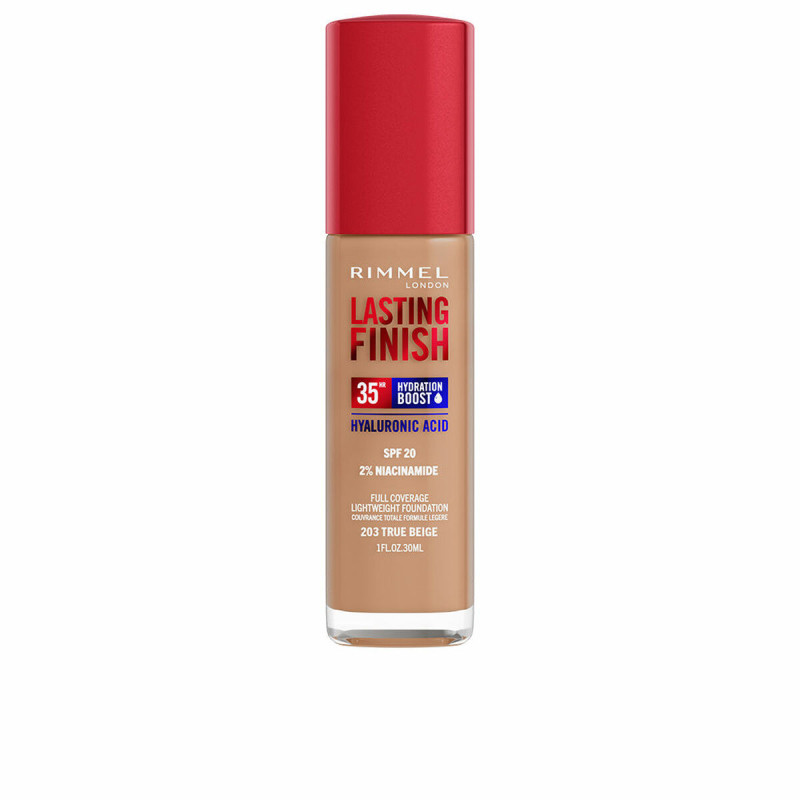 Base Cremosa per il Trucco Rimmel London Lasting Finish Nº 203 True Beige Spf 20 30 ml