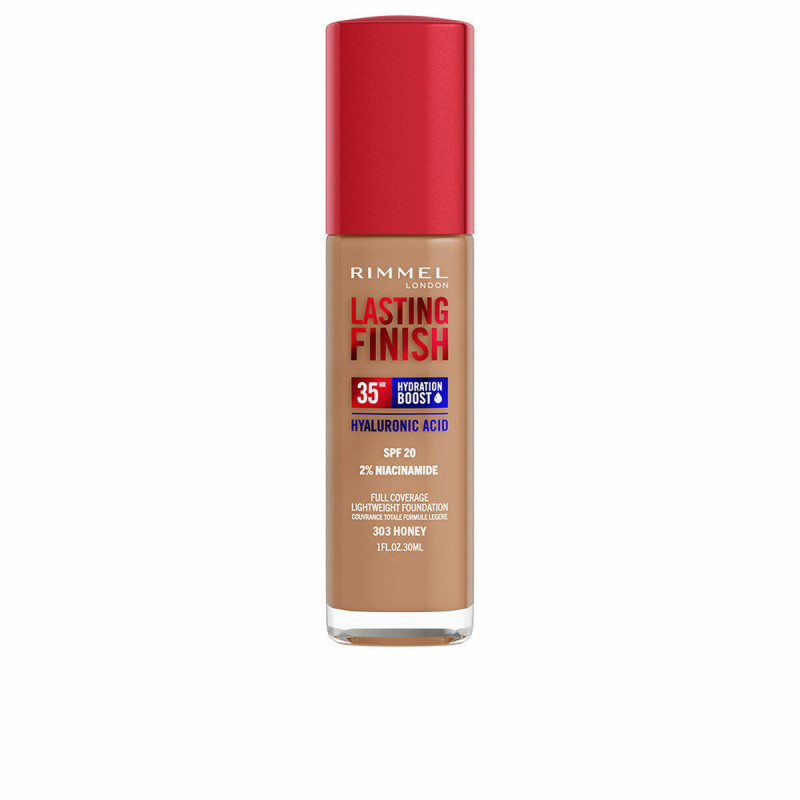 Base per Trucco Fluida Rimmel London Lasting Finish Nº 303 Honey Spf 20 30 ml