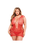 Set di Lingerie Baci Lingerie Lace Mini Dress Rosso (Queen)