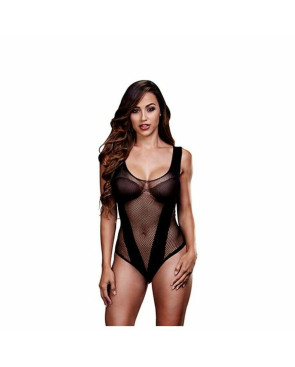 Body a Rete Jacquard V Teddy Taglia Unica Baci Lingerie BW3134-BLKOS Nero Taglia unica