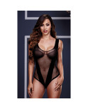 Body a Rete Jacquard V Teddy Taglia Unica Baci Lingerie BW3134-BLKOS Nero Taglia unica