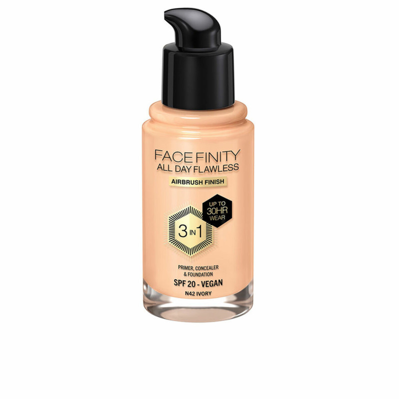 Base Cremosa per il Trucco Max Factor Face Finity All Day Flawless 3 in 1 Spf 20 Nº N42 Ivory 30 ml