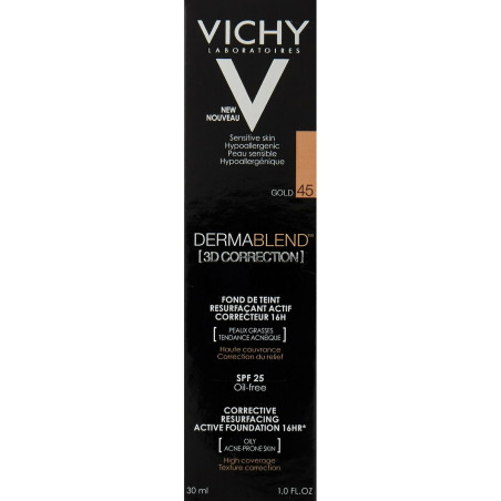 Base per Trucco Fluida Vichy Dermablend 3D Make-Up 45-gold Spf 15 30 ml (30 ml)