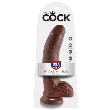 KING COCK - 9 DILDO MARRONE CON SFERE 22.9 CM