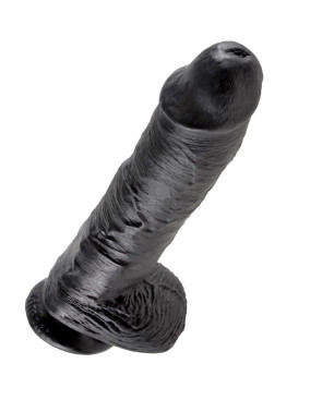 KING COCK - 10 DILDO NERO CON SFERE 25.4 CM