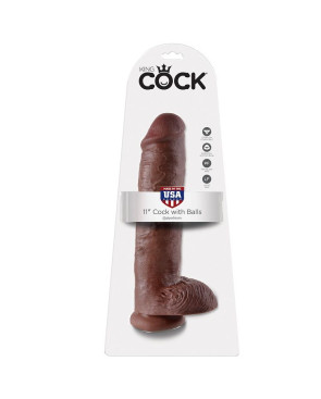 KING COCK - 11 DILDO MARRONE CON SFERE 28 CM