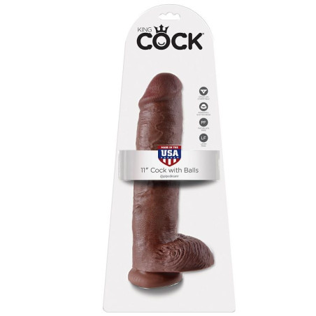 KING COCK - 11 DILDO MARRONE CON SFERE 28 CM