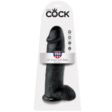 KING COCK - 12 DILDO NERO CON SFERE 30.48 CM