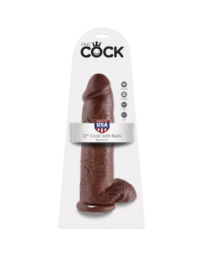 KING COCK - 12 DILDO MARRONE CON SFERE 30.48 CM