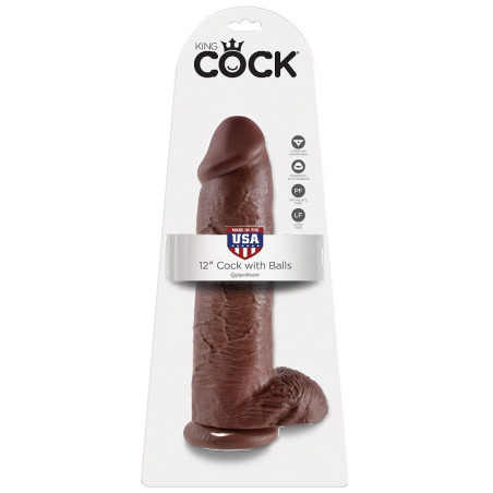 KING COCK - 12 DILDO MARRONE CON SFERE 30.48 CM