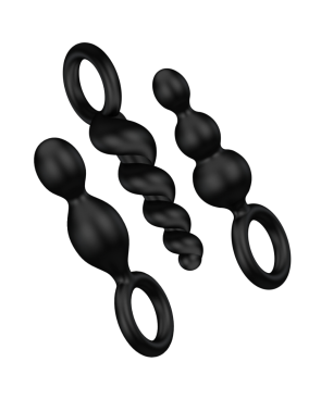 SATISFYER - SET 3 PZ TAPPI ANAL NERO