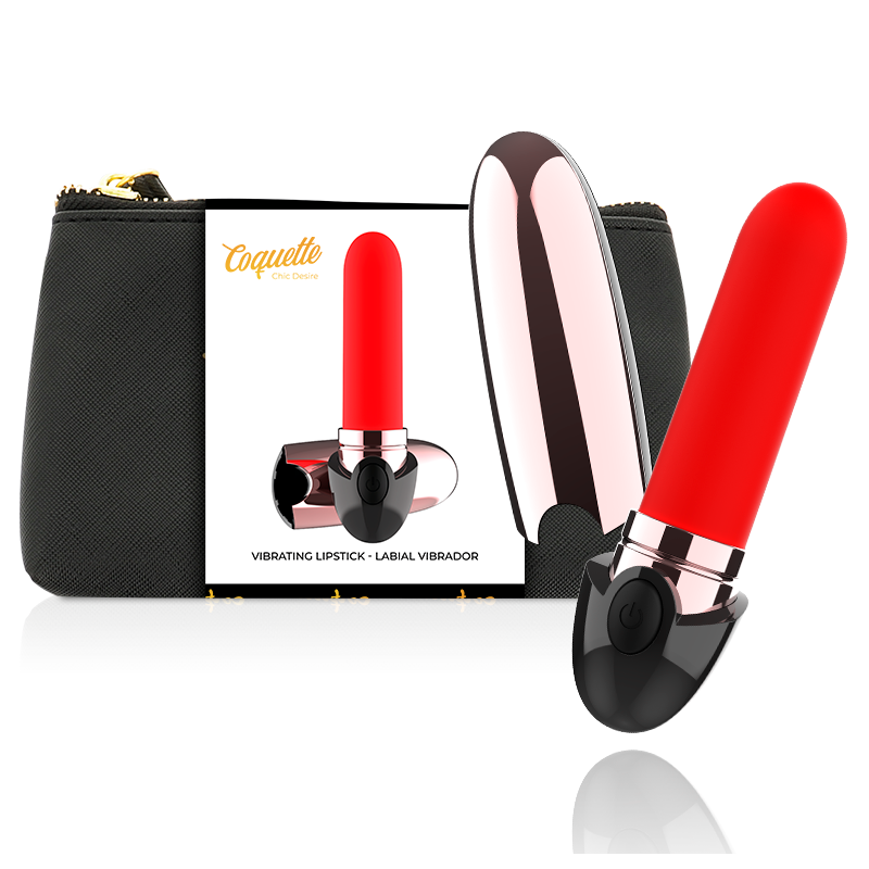 COQUETTE TOYS - VIBRATOR ROSSETTO RICARICABILE NERO/ORO