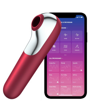 SATISFYER - VIBRATORE E VENTOSA DUAL LOVE CON ARIA PULSATA ROSSO