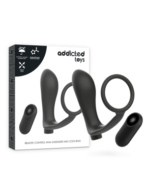 ADDICTED TOYS - ANELLO PER PENE CON TELECOMANDO PLUG ANALE NERO RICARICABILE