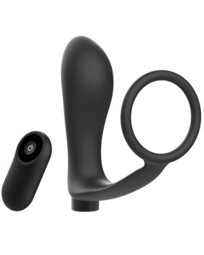 ADDICTED TOYS - ANELLO PER PENE CON TELECOMANDO PLUG ANALE NERO RICARICABILE