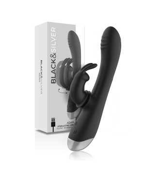 BLACKSILVER - DJ. STIMOLATORE CONIGLIO IN SILICONE RICARICABILE ADAM NERO