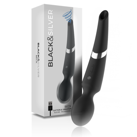 BLACKSILVER - MASSAGGIATORE E ASPIRAZIONE IN SILICONE RICARICABILE BECK NERO