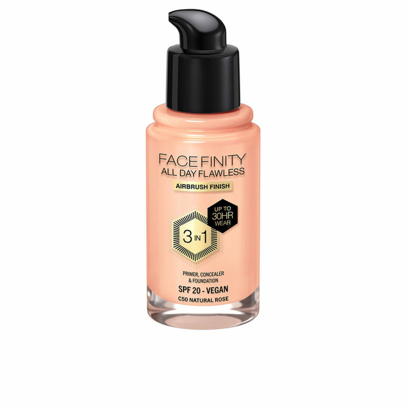 Base Cremosa per il Trucco Max Factor Face Finity All Day Flawless 3 in 1 Spf 20 Nº C50 Natural rose 30 ml