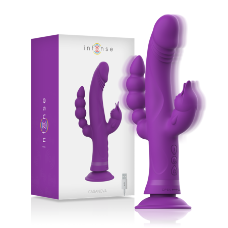 INTENSE - VIBRATORE IN SILICONE CASANOVA RABBIT TRIPLO MOTORE VIOLA