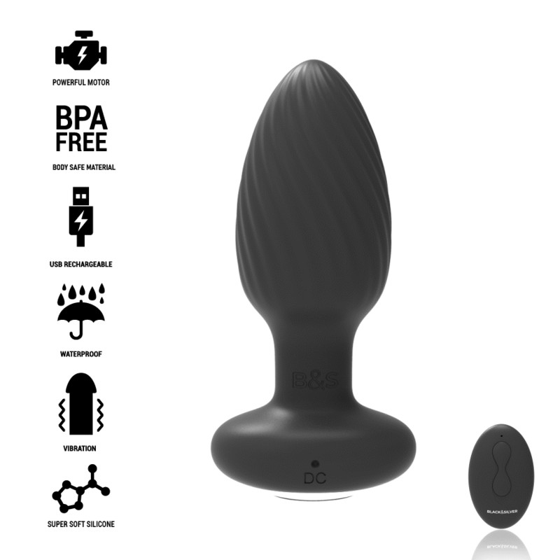 BLACKSILVER - TELECOMANDO ROTATORE ANALE IN SILICONE CON TAPPO POZZETTI